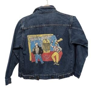 VINTAGE kool kids‎ 80s theme blue jean denim jacket sz S Mariner's Club